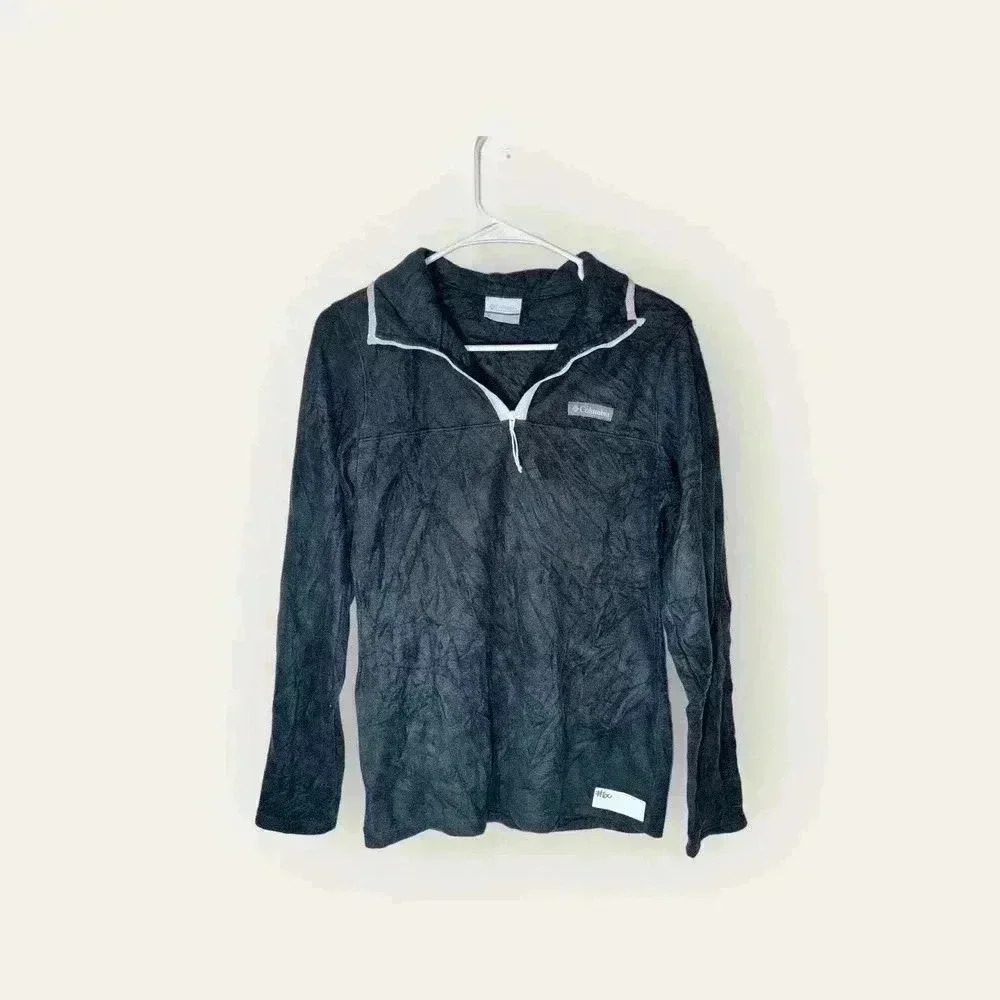 Columbia Fleece Quarter Zip Lightweight Thin Women's Size Small Black Long